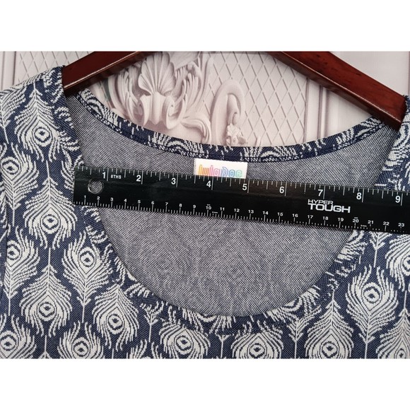 LuLaRoe Dress Size S Drop Waist Fit & Large Flare Skirt 3/4 Sleeves Peacock EUC - Picture 8 of 16